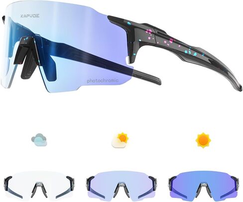 KAPVOE فوتوكروميك الدراجات نظارات نظارات شمسية رياضية واضحة UV400 حماية النساء الرجال نظارات الدراجة تشغيل الجبلية BMX in Kuwait