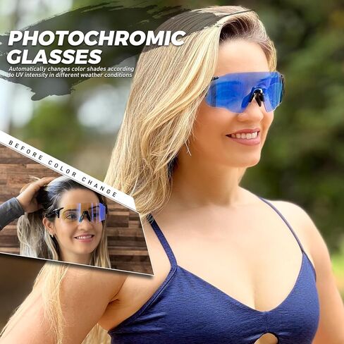 KAPVOE فوتوكروميك الدراجات نظارات نظارات شمسية رياضية واضحة UV400 حماية النساء الرجال نظارات الدراجة تشغيل الجبلية BMX in Kuwait