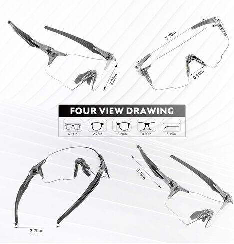 KAPVOE Photochromic Cycling Glasses Sports Sunglasses Clear UV400 Protection Women Men Bike Goggles Running MTB BMX in Saudi Arabia