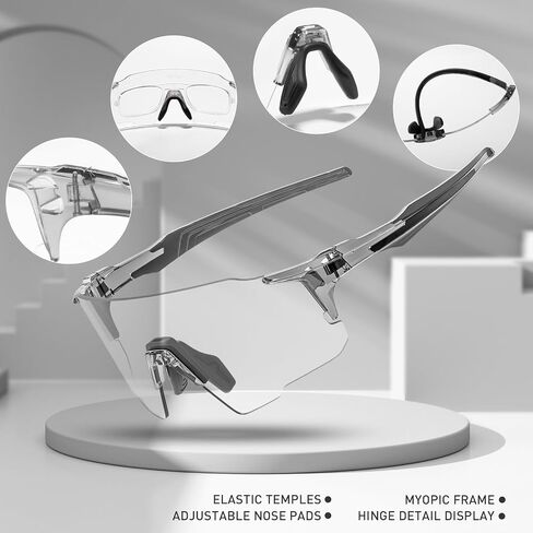 KAPVOE Photochromic Cycling Glasses Sports Sunglasses Clear UV400 Protection Women Men Bike Goggles Running MTB BMX in Saudi Arabia