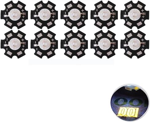 10pcs 3W UV LED Ultraviolet Bulbs Lamp Chips 365nm 370nm High Power Light Bead (3W LED with 20cmm PCB) in Kuwait