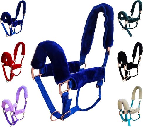 Majestic Ally horse Halter Fleece Set -Full, Set of 09 (Crown, Noseband, Cheeks, Chin, Neck Pieces) and Set of 4 (Crown, Noseband, Cheeks), Multiple Colors in Saudi Arabia