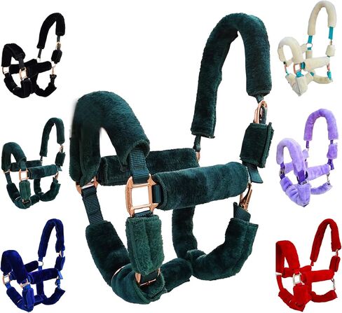 Majestic Ally horse Halter Fleece Set -Full, Set of 09 (Crown, Noseband, Cheeks, Chin, Neck Pieces) and Set of 4 (Crown, Noseband, Cheeks), Multiple Colors in Saudi Arabia