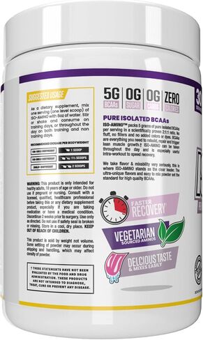 Man Sports ISO-AMINO Pure Isolated BCAAs - Build Lean Muscle - Branched Chain Amino Acids Powder - Keto BCAA - Accelerate Recovery - 210 Grams, 30 Servings - Grape Bubble Gum in Saudi Arabia