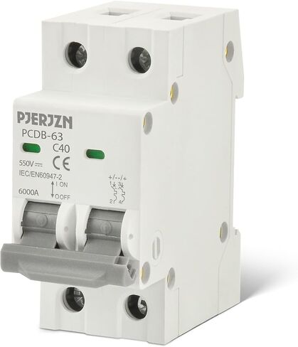 DC Miniature Circuit Breaker 550V 40A Double Pole Type Solar Panel DC Disconnect Switch DIN Rail Mount, DC Circuit Breaker for Homes, Cargo Trailer, Camper Battery, Electrical Project(40A) in Saudi Arabia