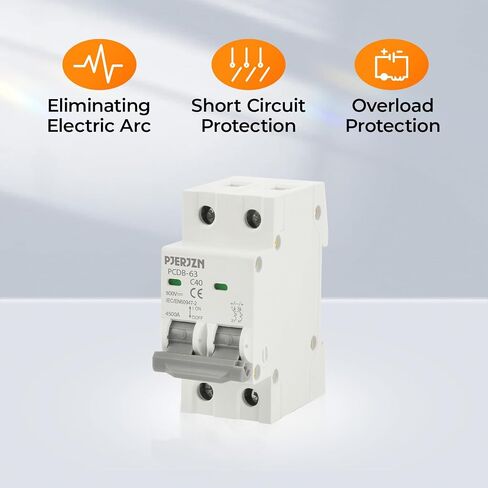 DC Miniature Circuit Breaker 550V 40A Double Pole Type Solar Panel DC Disconnect Switch DIN Rail Mount, DC Circuit Breaker for Homes, Cargo Trailer, Camper Battery, Electrical Project(40A) in Saudi Arabia