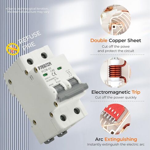 DC Miniature Circuit Breaker 550V 40A Double Pole Type Solar Panel DC Disconnect Switch DIN Rail Mount, DC Circuit Breaker for Homes, Cargo Trailer, Camper Battery, Electrical Project(40A) in Saudi Arabia