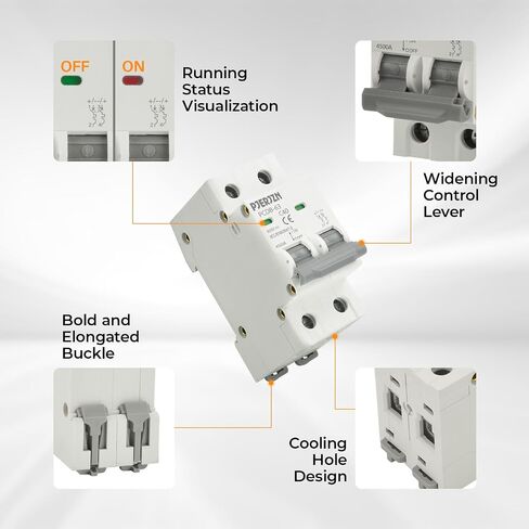 DC Miniature Circuit Breaker 550V 40A Double Pole Type Solar Panel DC Disconnect Switch DIN Rail Mount, DC Circuit Breaker for Homes, Cargo Trailer, Camper Battery, Electrical Project(40A) in Saudi Arabia