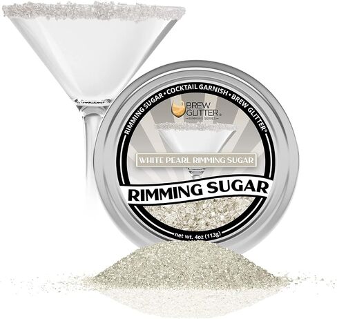 Brew Glitter Rimming Sugar - White Pearl (4oz) | Drink Rimmer for Beverages, Cocktails, Margaritas in Kuwait