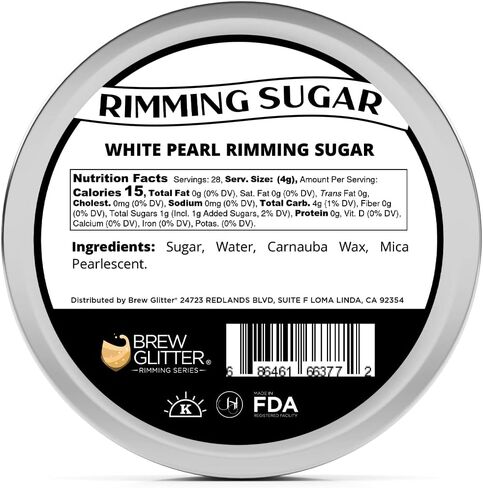 Brew Glitter Rimming Sugar - White Pearl (4oz) | Drink Rimmer for Beverages, Cocktails, Margaritas in Kuwait