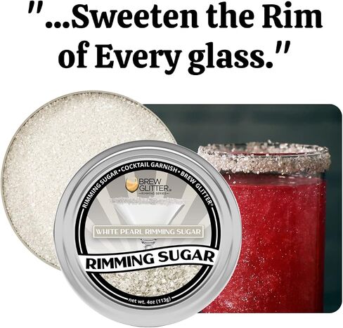 Brew Glitter Rimming Sugar - White Pearl (4oz) | Drink Rimmer for Beverages, Cocktails, Margaritas in Kuwait