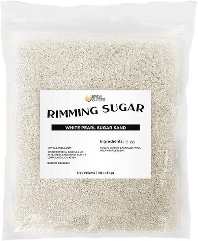 Brew Glitter Rimming Sugar - White Pearl (4oz) | Drink Rimmer for Beverages, Cocktails, Margaritas in Kuwait