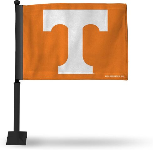 Rico Industries NCAA Tennessee Volunteers Black Pole Car Flag W' Black Pole Double Sided Car Flag - 16" x 19" - Strong Pole that Hooks Onto Car/Truck/Automobile in Saudi Arabia