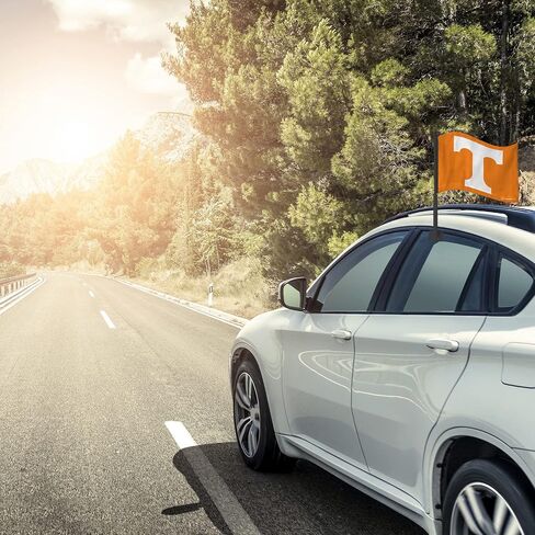 Rico Industries NCAA Tennessee Volunteers Black Pole Car Flag W' Black Pole Double Sided Car Flag - 16" x 19" - Strong Pole that Hooks Onto Car/Truck/Automobile in Saudi Arabia