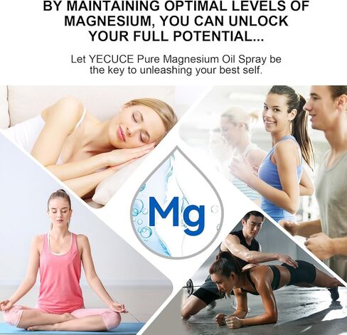 Magnesium Spray, Magnesium Oil for Feet, Pure Magnesium Oil Spray Organic Natural Magnesium Chloride Oil Glass Bottle for Feet, Skin, Body (2 Fl Oz) in Kuwait