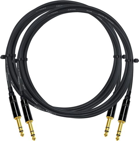 وحدتان - 3 أقدام - كابل Canare L-4E6S Star Quad، تم إنهاؤه بقابس هاتف ستيريو TRS ذهبية من Neutrik-Rean NYS ¼ بوصة (6.35 مم) - مصنوع خصيصًا من أفضل الكابلات في العالم. in Saudi Arabia