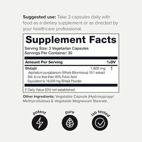 Toniiq Ultra Strength Shilajit - 18,000mg 10:1 Extract with 40% Fulvic Acid - Pure Himalayan Shilajit Supplement - Third-Party Tested - 90 Vegetarian Capsules - 1 Month Supply in Saudi Arabia