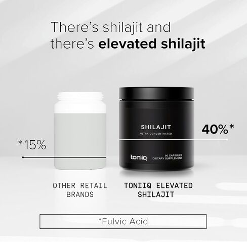 Toniiq Ultra Strength Shilajit - 18,000mg 10:1 Extract with 40% Fulvic Acid - Pure Himalayan Shilajit Supplement - Third-Party Tested - 90 Vegetarian Capsules - 1 Month Supply in Saudi Arabia