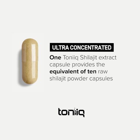 Toniiq Ultra Strength Shilajit - 18,000mg 10:1 Extract with 40% Fulvic Acid - Pure Himalayan Shilajit Supplement - Third-Party Tested - 90 Vegetarian Capsules - 1 Month Supply in Saudi Arabia