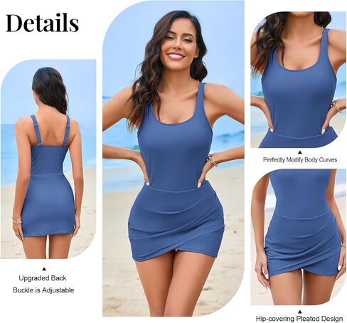 JASAMBAC One Piece Swimdress Swimsuits for Women Tummy Control Bathing Suits Wrap Ruched Swimdress Modest Swimwear Skirt in Saudi Arabia