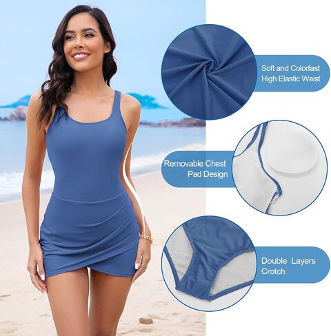JASAMBAC One Piece Swimdress Swimsuits for Women Tummy Control Bathing Suits Wrap Ruched Swimdress Modest Swimwear Skirt in Saudi Arabia