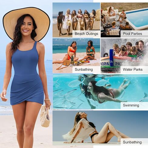 JASAMBAC One Piece Swimdress Swimsuits for Women Tummy Control Bathing Suits Wrap Ruched Swimdress Modest Swimwear Skirt in Saudi Arabia
