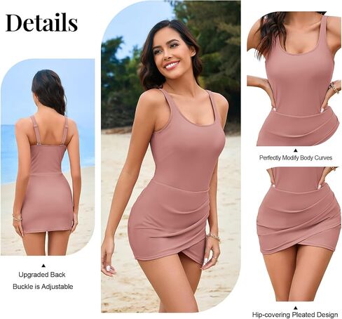 JASAMBAC One Piece Swimdress Swimsuits for Women Tummy Control Bathing Suits Wrap Ruched Swimdress Modest Swimwear Skirt in Saudi Arabia