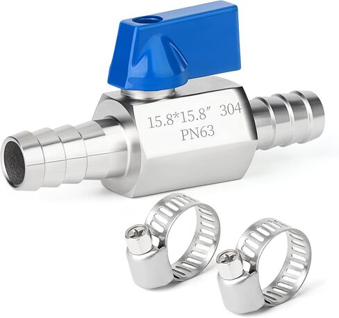 TAISHER 1PCS 304 Stainless Steel 1/2" Mini Ball Valve Shut Off Switch, 1/2" Hose Barb with 2PCS Hose Clamps in Saudi Arabia