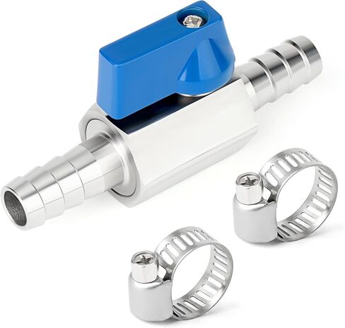 TAISHER 1PCS 304 Stainless Steel 1/2" Mini Ball Valve Shut Off Switch, 1/2" Hose Barb with 2PCS Hose Clamps in Saudi Arabia