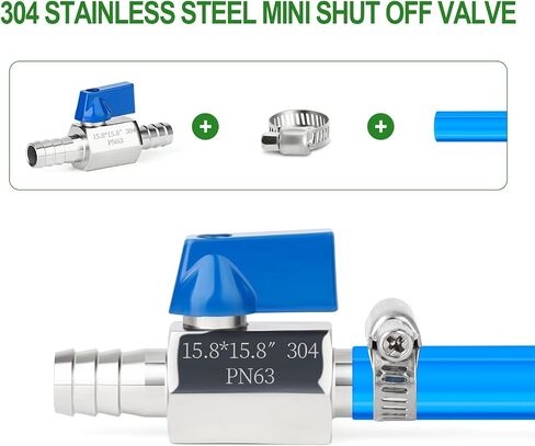 TAISHER 1PCS 304 Stainless Steel 1/2" Mini Ball Valve Shut Off Switch, 1/2" Hose Barb with 2PCS Hose Clamps in Saudi Arabia
