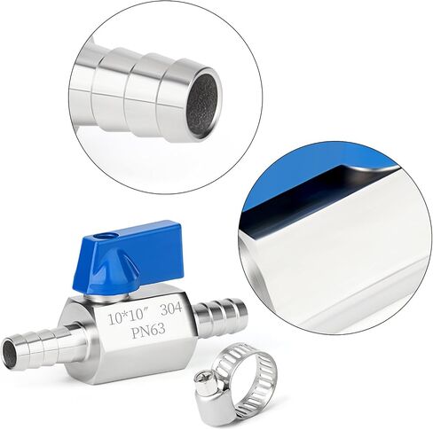 TAISHER 1PCS 304 Stainless Steel 1/2" Mini Ball Valve Shut Off Switch, 1/2" Hose Barb with 2PCS Hose Clamps in Saudi Arabia