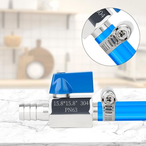 TAISHER 1PCS 304 Stainless Steel 1/2" Mini Ball Valve Shut Off Switch, 1/2" Hose Barb with 2PCS Hose Clamps in Saudi Arabia