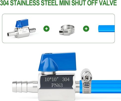 TAISHER 1PCS 304 Stainless Steel 1/2" Mini Ball Valve Shut Off Switch, 1/2" Hose Barb with 2PCS Hose Clamps in Saudi Arabia