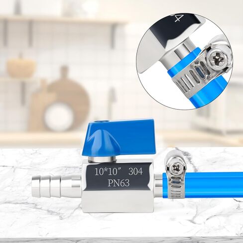 TAISHER 1PCS 304 Stainless Steel 1/2" Mini Ball Valve Shut Off Switch, 1/2" Hose Barb with 2PCS Hose Clamps in Saudi Arabia