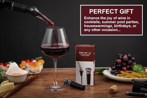 Wine Aerator Pourer Spout and Wine Stopper Vacuum Pump, Wine Decanter with Aerator Improved Flavor Enhanced Bouquet Bubbles, Wine Gift Accessories Bottle Corks Saver Sealer No Drip No Spill in Saudi Arabia