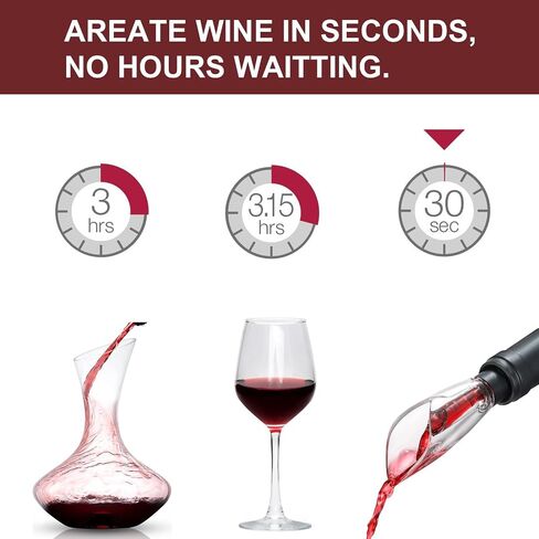 Wine Aerator Pourer Spout and Wine Stopper Vacuum Pump, Wine Decanter with Aerator Improved Flavor Enhanced Bouquet Bubbles, Wine Gift Accessories Bottle Corks Saver Sealer No Drip No Spill in Saudi Arabia