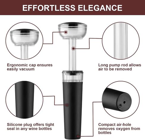 Wine Aerator Pourer Spout and Wine Stopper Vacuum Pump, Wine Decanter with Aerator Improved Flavor Enhanced Bouquet Bubbles, Wine Gift Accessories Bottle Corks Saver Sealer No Drip No Spill in Saudi Arabia