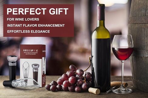 Wine Aerator Pourer Spout and Wine Stopper Vacuum Pump, Wine Decanter with Aerator Improved Flavor Enhanced Bouquet Bubbles, Wine Gift Accessories Bottle Corks Saver Sealer No Drip No Spill in Saudi Arabia