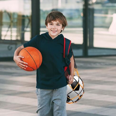 2PCS Basketball Net Bag Soccer Football Mesh Storage Sports Ball Bag Portable Ball Net Black Yellow Nylon Single Ball Bag for Volleyball Soccer Basketball Football in Saudi Arabia