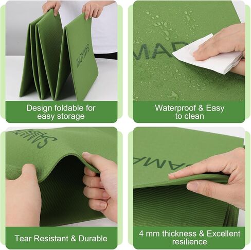 SAMADHI Folding Travel Yoga Mat Set, with Resistance Bands and Storage Bag. for Yoga, Pilates and Fitness. non-slip, Lightweigh and Convenient packaging. in Saudi Arabia