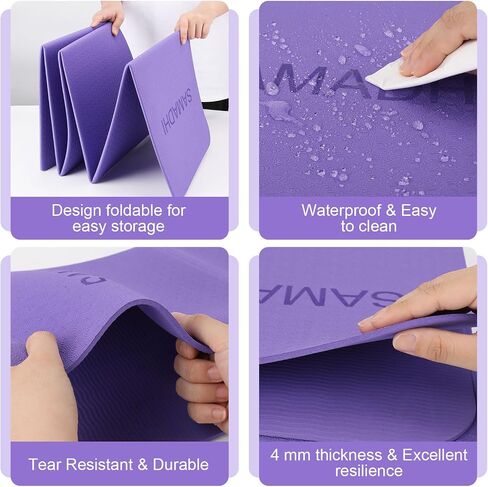 SAMADHI Folding Travel Yoga Mat Set, with Resistance Bands and Storage Bag. for Yoga, Pilates and Fitness. non-slip, Lightweigh and Convenient packaging. in Saudi Arabia