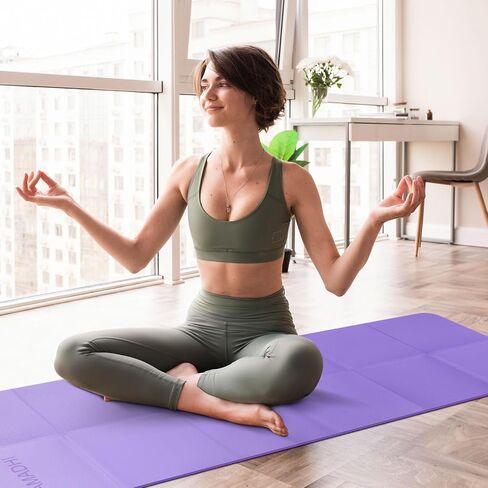 SAMADHI Folding Travel Yoga Mat Set, with Resistance Bands and Storage Bag. for Yoga, Pilates and Fitness. non-slip, Lightweigh and Convenient packaging. in Saudi Arabia