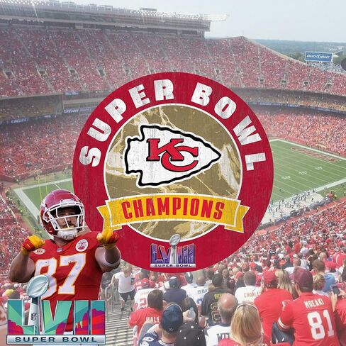 علامة حائط كلاسيكية لأبطال كرة القدم Super Bowl LVIII Kansas City Chiefs 2024 - لافتة خشبية ريفية مستديرة مقاس 12 بوصة - مثالية لكهف الرجال، أو غرفة الألعاب، أو النوم أو ديكور المنزل من Fan Creations - صناعة أمريكية in Saudi Arabia