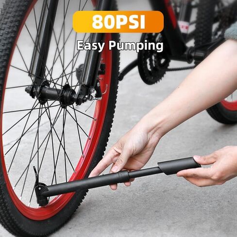 Mini Bike Pump,80 PSI Portable Adjustable Bicycle Pump with Presta and Schrader Valve for Road BMX and Mountain Bike Tires in Kuwait