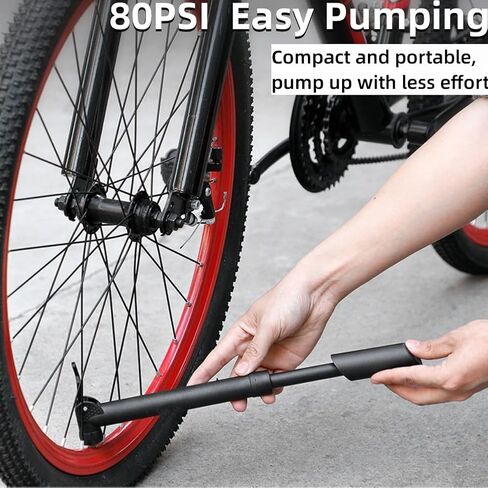 Mini Bike Pump,80 PSI Portable Adjustable Bicycle Pump with Presta and Schrader Valve for Road BMX and Mountain Bike Tires in Kuwait
