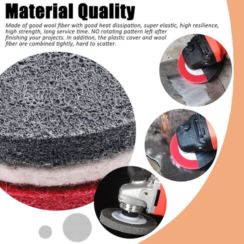 طقم عجلة تلميع 17 قطعة مقاس 4 بوصات و4 مقاسات، مجموعة عجلات تلميع قرصية من ألياف النايلون الحبيبية، وعجلة تلميع من ألياف النايلون مع مركبات تلميع in Kuwait