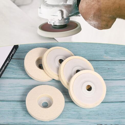 5pcs Wool Polishing Wheel Disc, Polishing Wheel for Angle Grinder 125mm Wool Felt Buffing Pad Disc for Metal Aluminum Drill Angle Grinder, with 22mm Inner Hole in Saudi Arabia