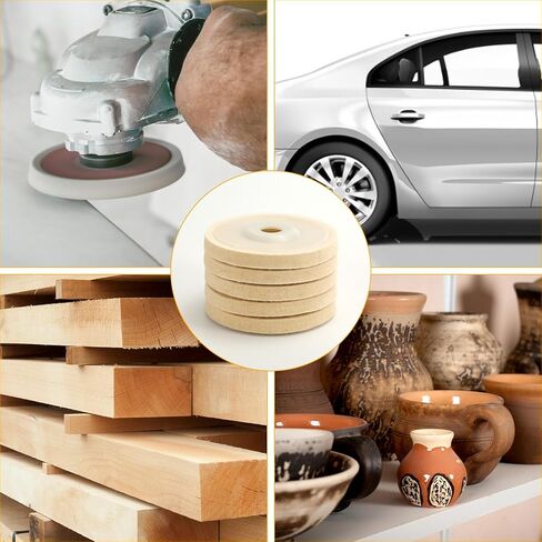 5pcs Wool Polishing Wheel Disc, Polishing Wheel for Angle Grinder 125mm Wool Felt Buffing Pad Disc for Metal Aluminum Drill Angle Grinder, with 22mm Inner Hole in Saudi Arabia
