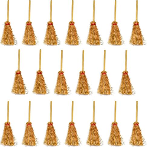 20 Pcs Mini Straw Brooms Decorative Artificial Miniature Broom Ornament Figurines for DIY Crafts Halloween Witch Craft in Saudi Arabia