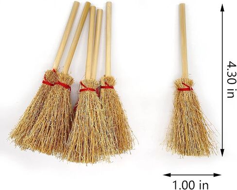 20 Pcs Mini Straw Brooms Decorative Artificial Miniature Broom Ornament Figurines for DIY Crafts Halloween Witch Craft in Saudi Arabia